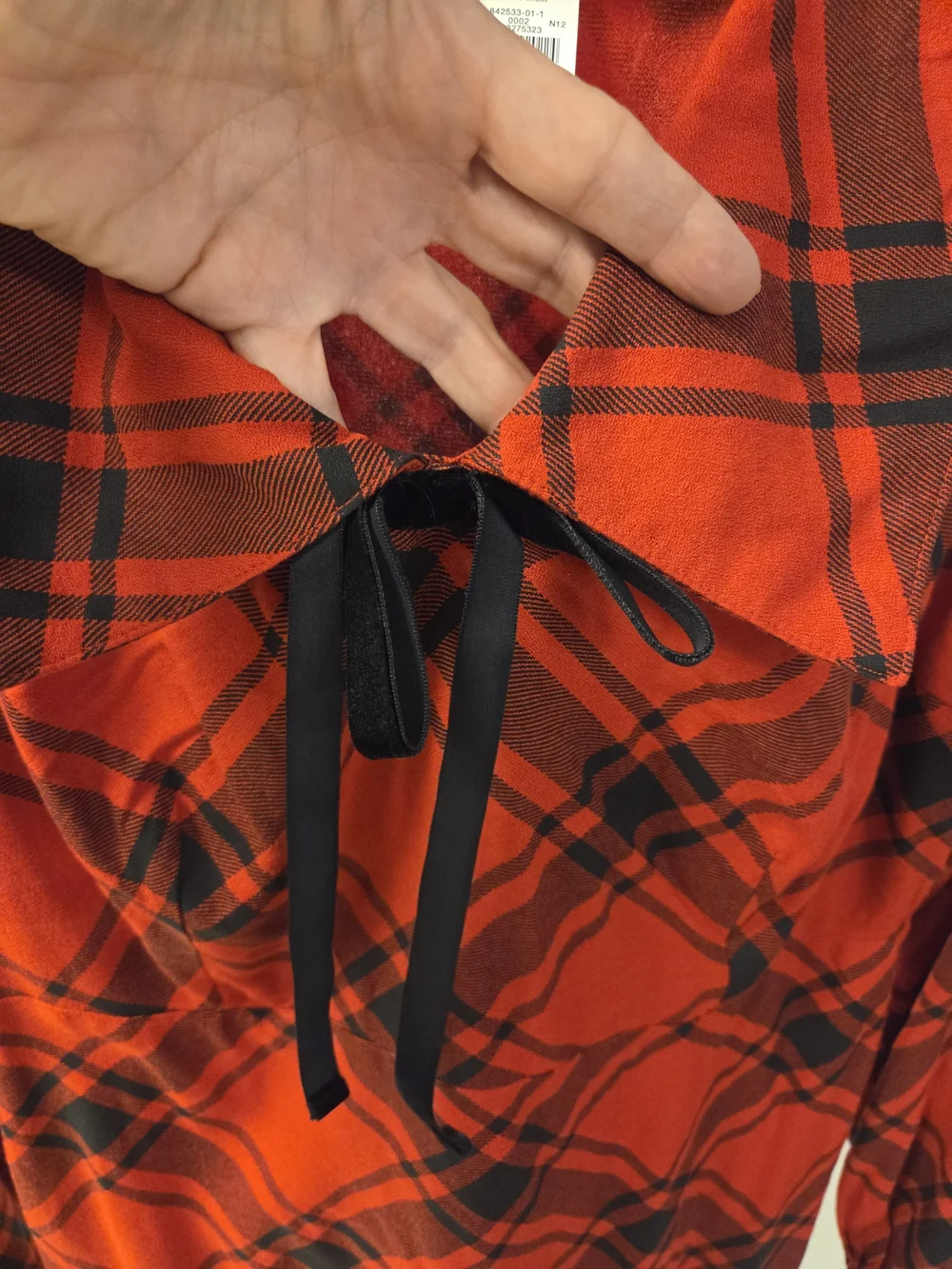 Old Navy Red and Black Plaid Tie-Neck Long Sleeve Dress Christmas